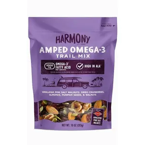 Diamond of California Harmony Amped Omega-3 Trail Mix with Mixed Nuts, Dried Fruit, Diamond of California Himalayan Pink Salt Walnuts, and Seeds, 10 oz, 1 Unit