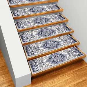 Anti Slip Stair Treads 15PCS with Memory Foam Pet Friendly Indoor Rug Pad for Wooden Stairs Dogs Kids Baby Playroom Flooring Bohemian Elderly Hardwood