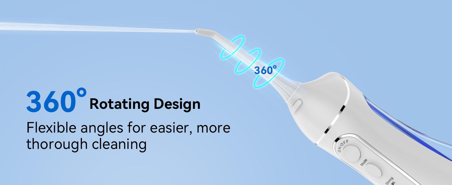 Water Flosser for Teeth Cleaning: Cordless Portable Water Dental Pick, 4 Modes Rechargeable Oral Irrigator with 5 Nozzles, 300ML IPX7 Waterproof Electric Flossers for Braces, Travel & Home Use, White