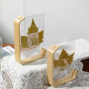 Maple Leaf Design Acrylic Photo Frame, 1 Count Double Sided Desktop Display Frame, Home Decor for Wedding & Party & Birthday Gift