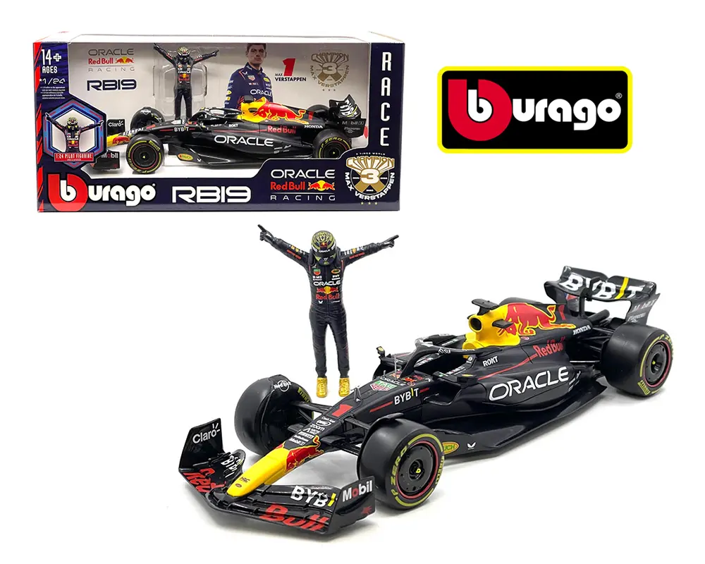Bburago 1:24 Race F1 Oracle Red Bull RB19 2023 #1 Max Verstappen with Standing Figure