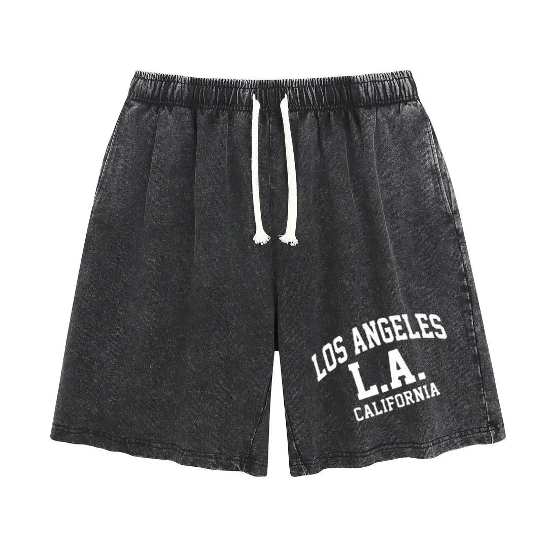 Wayii Women's Acid-Washed Printed Shorts - Unisex Soft, Baggy Cotton, Comfortable Stretch, Adjustable Gym Sweat Shorts with Elastic Waist, Pockets, Soft Shorts, Baggy Cotton Shorts