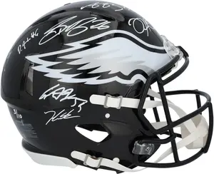 Philadelphia Eagles Super Bowl LIX Champions Autographed Riddell Black Alt Speed Authentic Helmet with at least 10 Signatures featuring Jalen Hurts, DeVonta Smith, Cooper DeJean, Dallas Goedert, more! - Limited Edition of 10 - Fanatics Authentic Certified