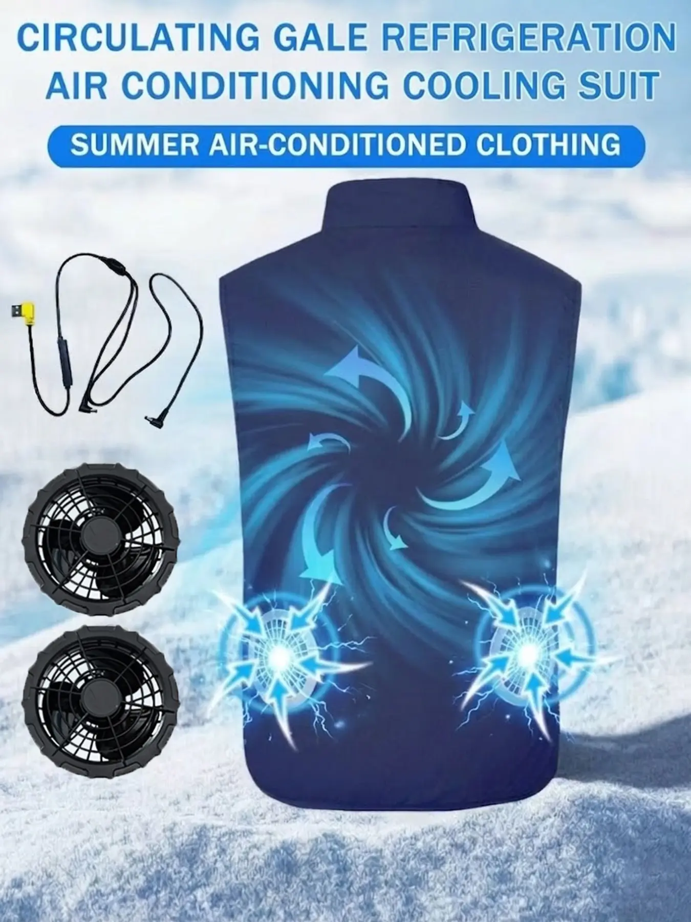 Sleeveless Cooling Vest with Built in Fan, USB-Powered Cooling Vest, Outdoor Cooling Wear, Tops, Tropical, Lightweight, Breathable, and Machine - Washable, Summer Clothes, Ideal for Outdoor Activities and Fishing (Requires a 5V battery, sold separately)