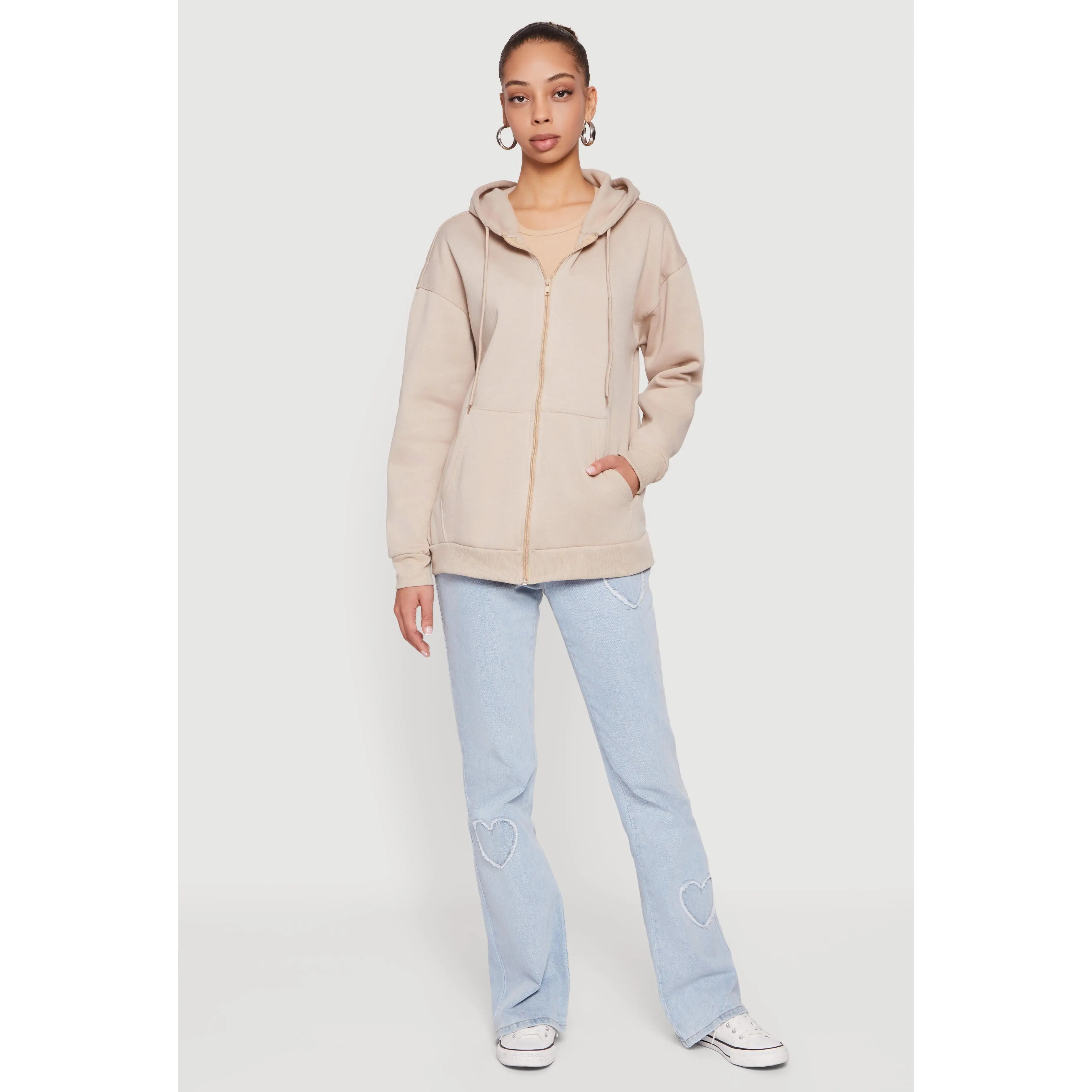 Fleece Lined Hooded Zip Front Sweatshirt