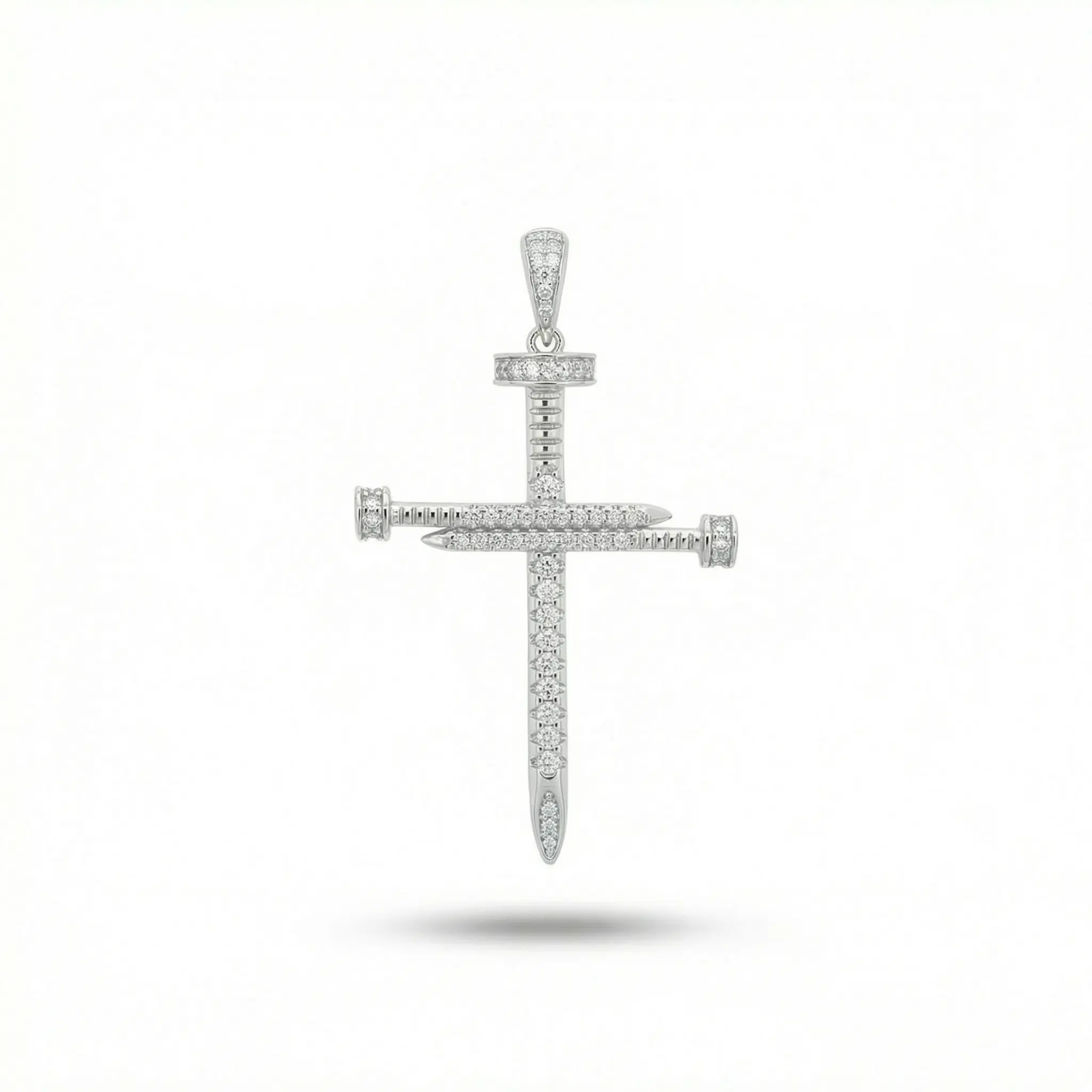 VVS Grade Cross Nail Moissanite Gemstone Pendant - Hip Hop Style Artificial Jewelry Accessory, Available in Large/Small Sizes