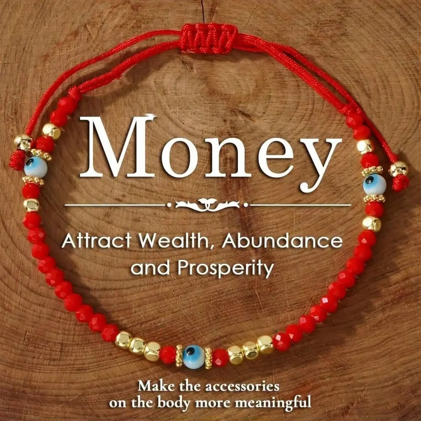 2Pcs Boho Red Crystal Beaded Bracelet With Gold Accents And Blue Evil Eye - Attracts Wealth, Money Attraction, Lucky Bracelet, Ideal Gift For Friends And Family, Elegant Vintage Style#tiktokshopbacktoschool, Bracelets For Women, Rhinestones