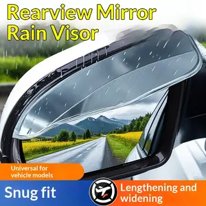 2 pieces rearview mirror rain guard/visor for cars — clear rain shield for sunny and rainy conditions; rear-view mirror rain visor/shield; reflective mirror rain cover; universal fit