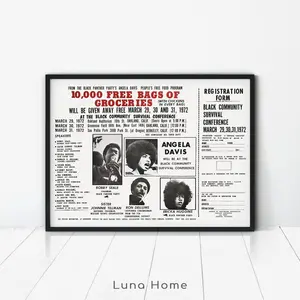 Black Panther Poster, Angela Davis Print, Vintage Poster, Famous Women Black History, Retro Poster, Activist Poster, Black Power Poster