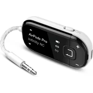 Voyager bluetooth 54 airplane adapter with oled screen for headphones airpods qualcomm chipset aptx adaptive auracast support 35mm aux wireless audio transmitter for travel flight