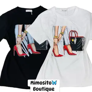 Women’s Fashion Illustration High Heels Rhinestones Shirt