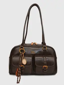 Women's Multi-Pocket Shoulder Bag with Hardware and Letter Decor, Chic Crossbody Purse, Fashion Versatile Crossbody Bag for Travel Work Shopping Dates, Fashionable Shoulder Bag, Crossbody Shoulder Handbag