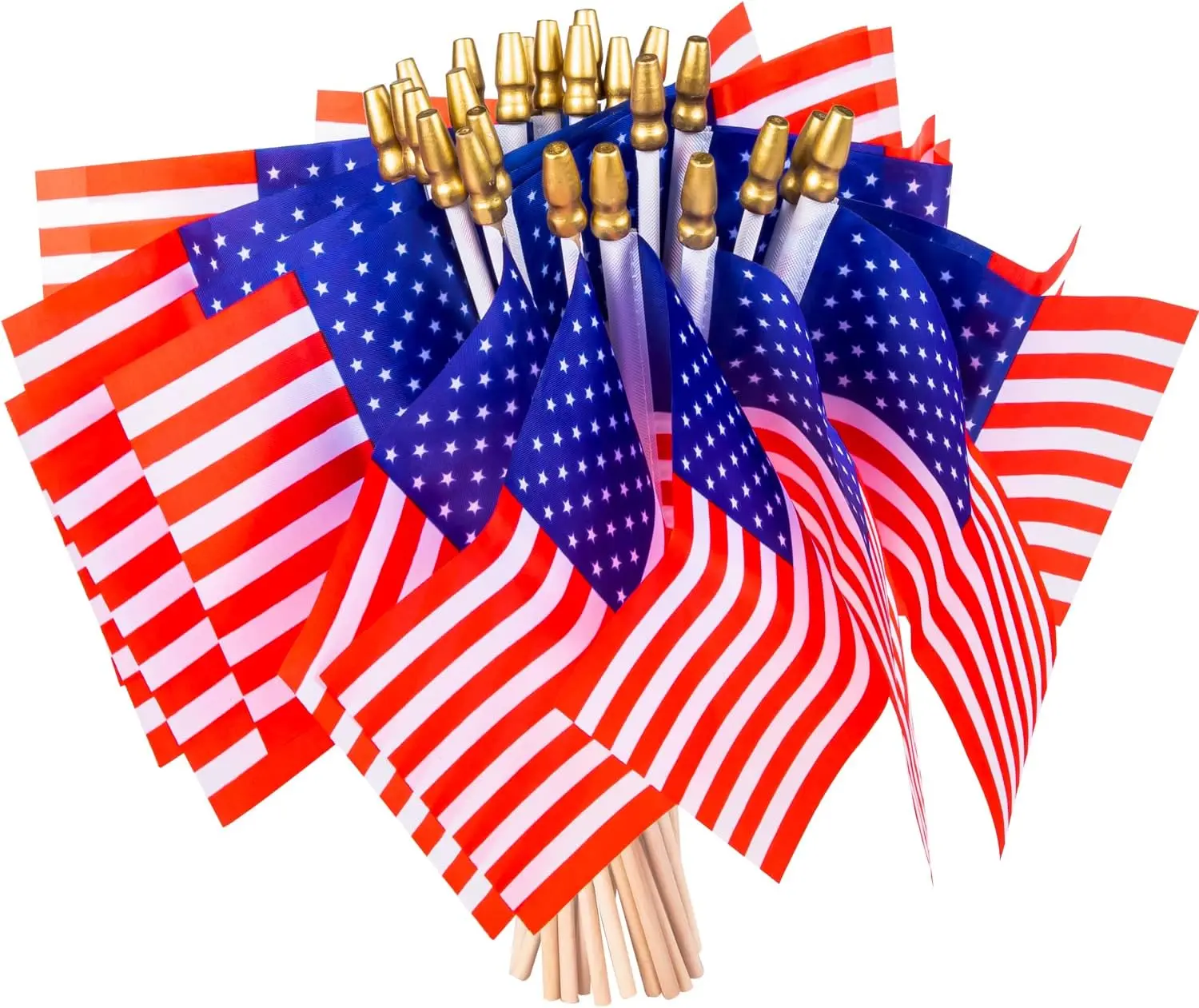 40 Pack Small American Flags on Stick 4*6 Inch Mini American Flags for 4th of July Decorations Memorial Day Decorations Patriotic Decorations US American Hand Held Wooden Stick Flag with Kid-Safe