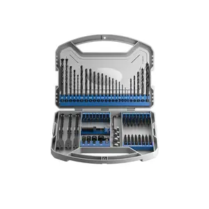 62 PCS Professional Drill Bit & Screwdriver Bit Set, S2 Steel Impact Bits + Premium HSS Twist Wood Masonry Drill Bits with Sockets Extension Bar, Full Function Power Tool Kit for Impact Drill with Storage Case