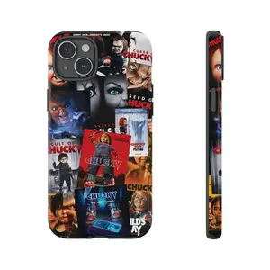 Chucky Horror Movie Collage Phone Case – Scary Doll Movie Aesthetic,for iPhone 16/15/14/13/12/11/17 ProMax Plus for Samsung phones, suitable for both men and women, an excellent choice for Halloween, Christmas and Thanksgiving.