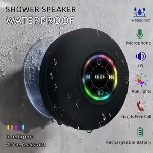 Loudspeaker Bluetooth Speaker Shower Subwoofer LED Light IPX4 Waterproof Handsfree With Suction Cup Be Adsorbed Wall Mic For Bathroom Pool Beach Car Phone