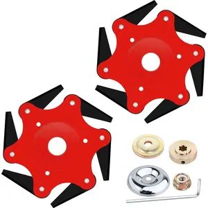 6 Steel Razors Trimmer Head| Reversible Weed Eater Blades| Mn65 Metal Brush Cutter Blades| Professional Grass Trimmer Head Replacement with 6 Teeth Adapter Kit for String Trimmers