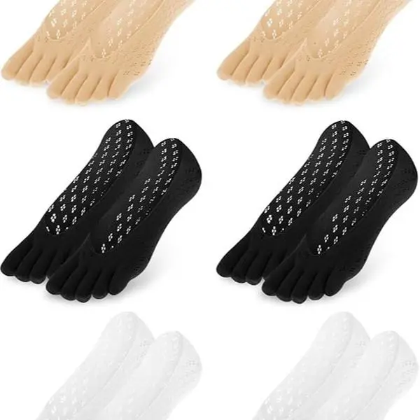 6 Pair Bunion Toe Alignment Relief Socks Orthopedic Compression Full Toe Sock No Show Low Cut Liner Five Finger Socks