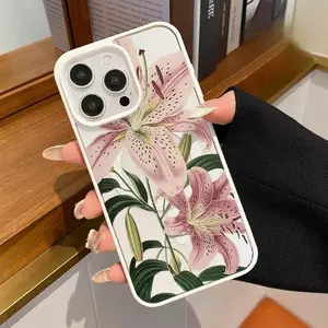 JIACC Enchanted Lilies Pattern Magsafe Shockproof Phone Case for iPhone 17 Pro Max 16 15 14 13 12 11 Pro Plus XSMax XR & Samsung S25-S22，Transparent Acrylic Wireless Charging Fingerprint-Resistant.