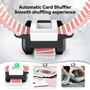 Card Shuffler 2 Deck, Rechargeable Automatic Card Shuffler with Dual Modes, Low Noise Portable Shuffler-Compatible with Poker, UNO, Bridge, Texas, Phase 10, Card Games for Family A2