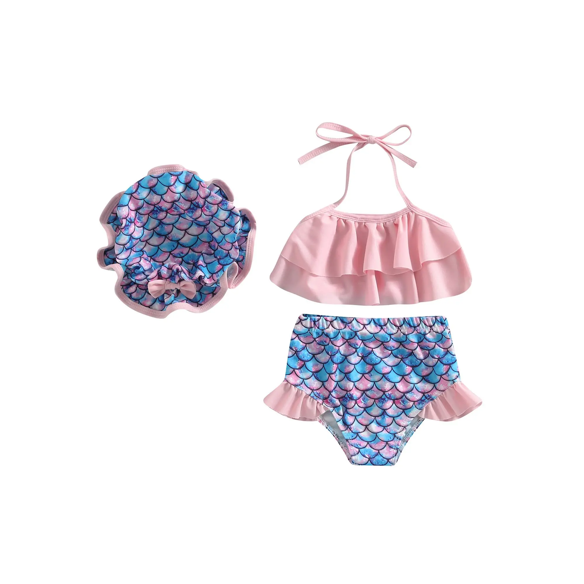 Baby Infant Swimsuit Girl Toddler Bathing Suit Girl Summer Beach Bikini Tankini Swimwear Hat