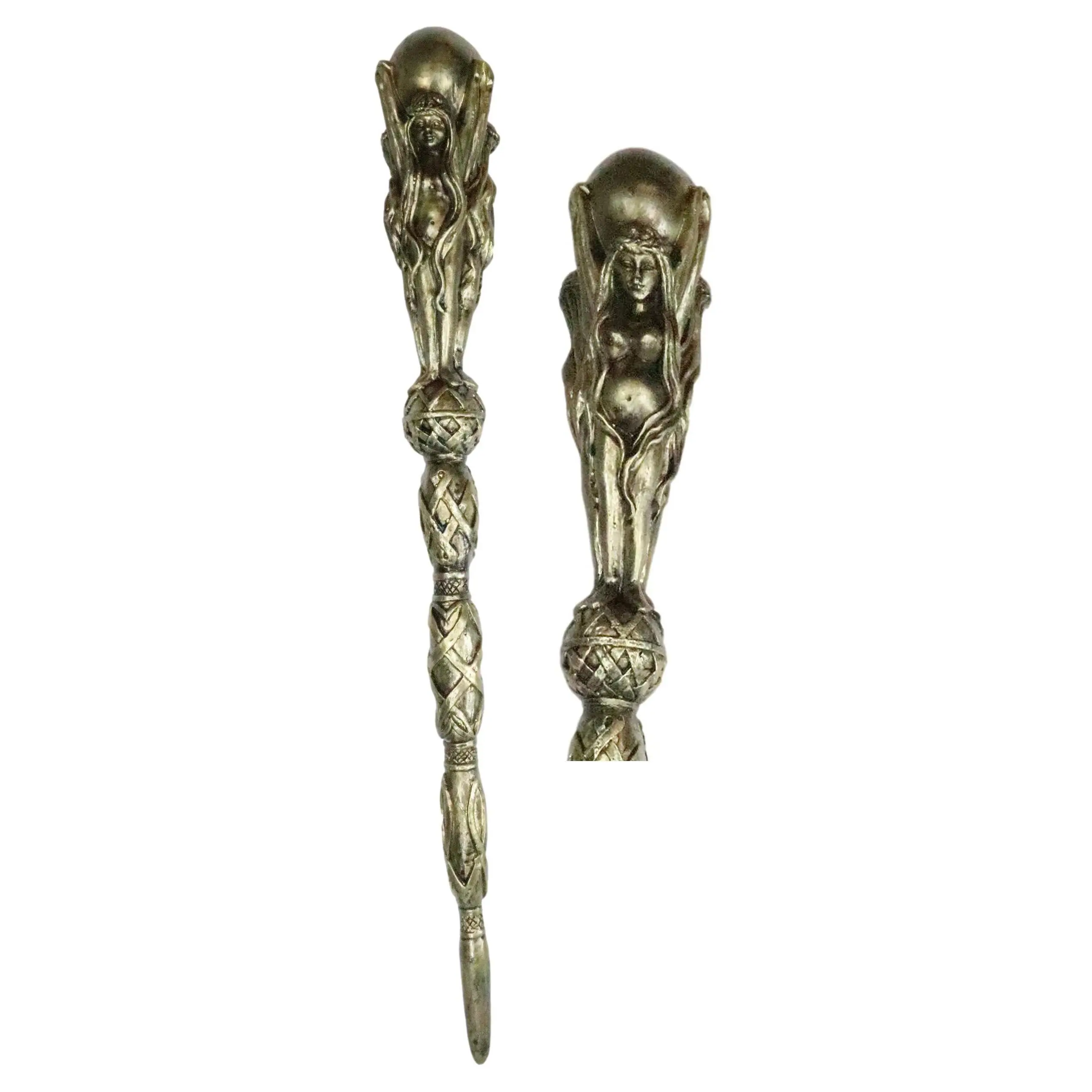 Ebros Occult Wicca Sacred Moon Triple Goddess Magic Wand, 14"L Halloween Party Accessory for Mother Wizardry Costume Garden Decor