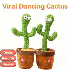Hot Selling Dancing Cactus Battery Operated TikTok same style it learns to speak sings records and dances fun interactive plush toy safe for kids great gift for boys girls trending now on TikTok!