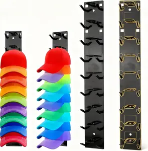 Hat Organizer for Baseball Caps,Hat Rack for Wall to Organize Collections& Reduce Clutter,Strong Adhesive Mount Holds 18 Hats,Closet Door and Bedroom,Valentine's Day Gift for Hat Lovers(2PCSBlack)