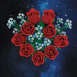 Art Flower Bouquet Building Blocks, Creative Flower Blocks, Flower Models, Assembled Toys, Puzzle Toys, Festival Gifts, Decor