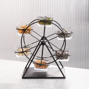 Six-Wheel Rotating Tray for Parties, Multi-Functional Serving Platter with 6 Containers, Ideal for Weddings & Festive Decorations