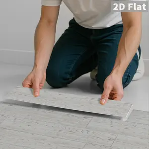 12/24PCS CFT Crystal Irregular Tile Stickers, PVC+PE Foam Dark Grey Stone & Light Grey White Washed Wood Matte Waterproof Peel & Stick for Kitchen Bathroom Floor Wall Decor