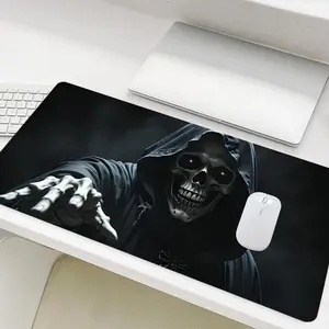 Gothic Skull Pattern Mouse Pad, Large Gaming Mouse Pad, Office Desk Accessories, Non-slip Rubber Base Stitched Edge Desk Pad for Laptop Desktop, Corporate Work Desk Accessories
