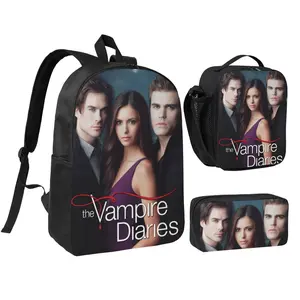 Outdoor The vampire diaries Print Mini Daypack Fashion Sports Vampire diaries merch Bag Set with Insulated Lunch Container & Pencil Pouch 3pcs Vampire diaries Carry Bags for  Back to School Holiday Gift