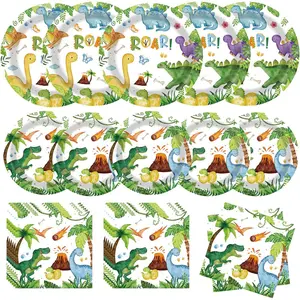 Dinosaur Birthday Decorations Dinosaur Party Supplies 48 count Dinosaur Plates and Napkins for Boy Birthday Party  Shower Decorations