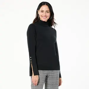 Iman Global Chic Flounce Cuff Turtleneck Sweater