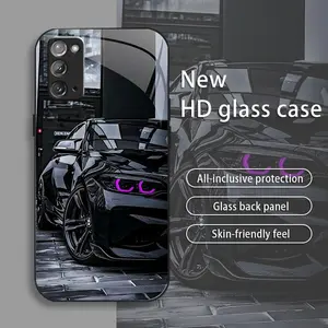 Black Racing drop-resistant glass phone case suitable for [Galaxy Note20] protective film full cover protective glass back panel skin-friendly feel 995
