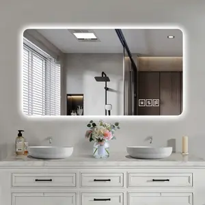 Wall mounted LED lighting mirror/bathroom mirror/full-length mirror/makeup mirror, three color lighting+dimming+IP44 waterproof+anti fog+touch switch