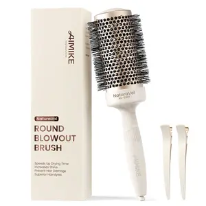 AIMIKE Round Brush for Blow Out, NaturaVol Medium Round Hair Brush for Fine Hair with Nano Thermal Ceramic Tech, for Blow Drying & Styling, Adds Volume & Smoothness