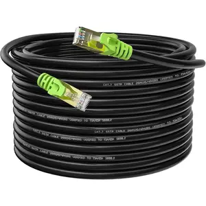 50ft Outdoor Cat7 Ethernet Cable 26AWG Heavy-Duty RJ45 Patch Cord 10Gbps 600Mhz SFTP Waterproof Direct Burial LAN Cable