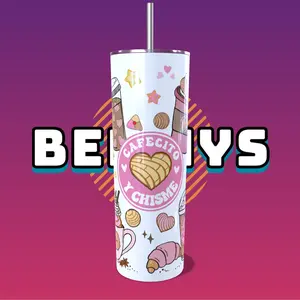 20 oz Skinny Tumbler Cafesito And Chisme\ Mexican Conchita sweet bread