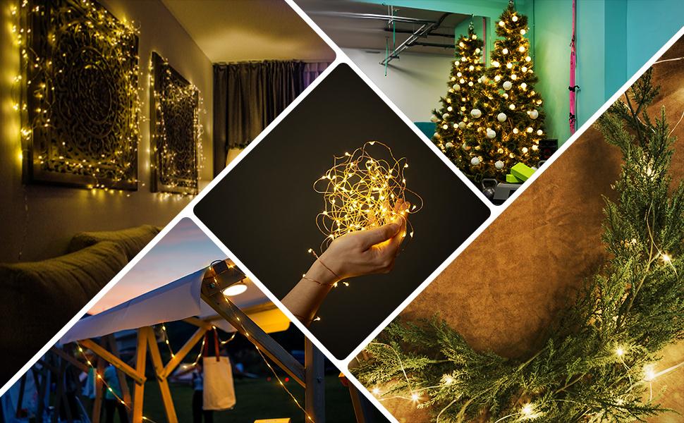 XTAUTO 1-Pack 32.8FT Rechargeable Waterproof LED Camping String Light Portable Hanging Lights for Outdoor Tent Awning Garden Party Festival Decor LED light Combo Waterproof Camping String Lights Outdoor Tent String Lights