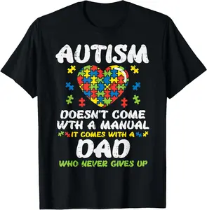 100%cotton Autism Doesnt Come With Manual Dad Puzzle Awareness Men T-Shirt