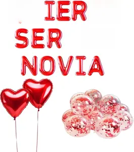 NOTALIFY Red 16 Inch QUIERES SER MI NOVIA Letter Balloons - 2 Pcs 18'' Heart-Shaped Balloons - For Anniversary Day Proposal Decorations - Globos Dorados para aniversarios, declaraciones o compromisos