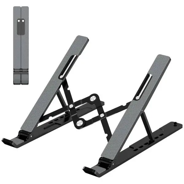 Adjustable Laptop Stand, Portable Laptop Riser for Desk, Foldable Computer Stand with Cooling Ventilation, Ergonomic Notebook Holder for 10-15.6 Inch Laptop, Tablet & MacBook, Height Adjustable Desktop Stand