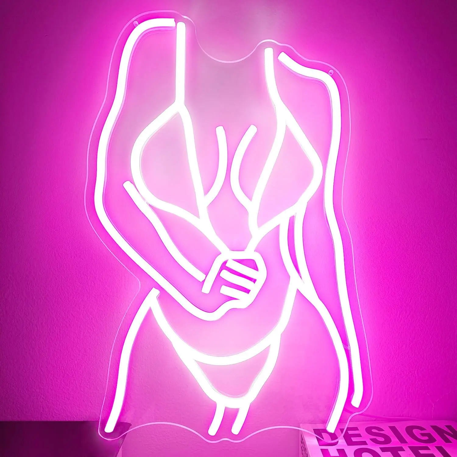 Dimmable LED Neon Sign with Man Cave & Female Silhouette Design, Women's Unique Room Decor, Indoor Wall Lighting for Home & Birthday Party Gifts