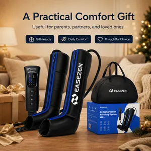 EASEZEN Leg Compression Massager Boots, 4-Zone Air Compression Recovery System for Foot Calf Thigh, Smart Pressure Sensor, 6 Modes 6 Intensities 3 Timers, Portable Leg Massager for Men Women