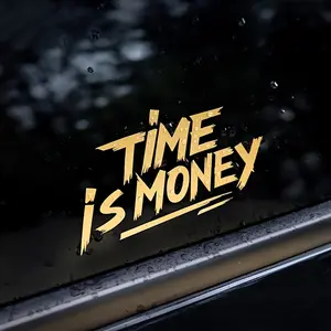 1PC  Light Trendy Time is Money StickerSuitable for car windows/phone cases—this slogan element + gold brushstroke shape adds understated textured charm, making items feel delicately stylish.