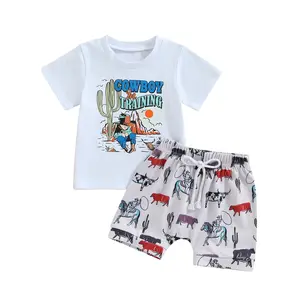 Toddler Boys Summer Outfits Animal Print Short Sleeve T-Shirt and Elastic Shorts for 2 Piece Vacation Clothes Set