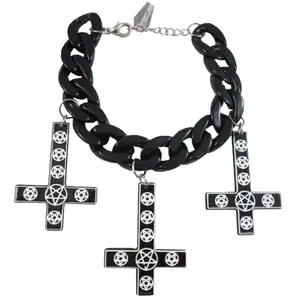 Inverted Cross Pentagram Bracelet Black