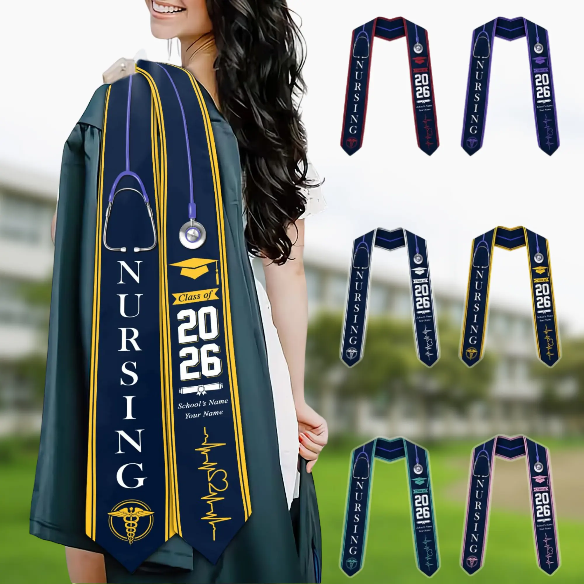 RN Graduation Stole Custom Nursing Stole Registered Nurse BSN MSN Graduation Sash Class of 2026